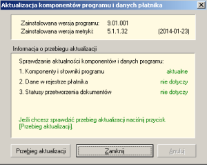 Aktualizacja kompononetów programu i danych płatnika